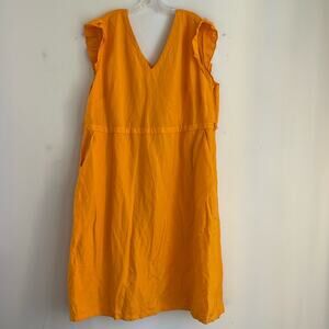 LOFT Plus linen blend Ruffle sleeves V-neckk back cutout dress sz 24